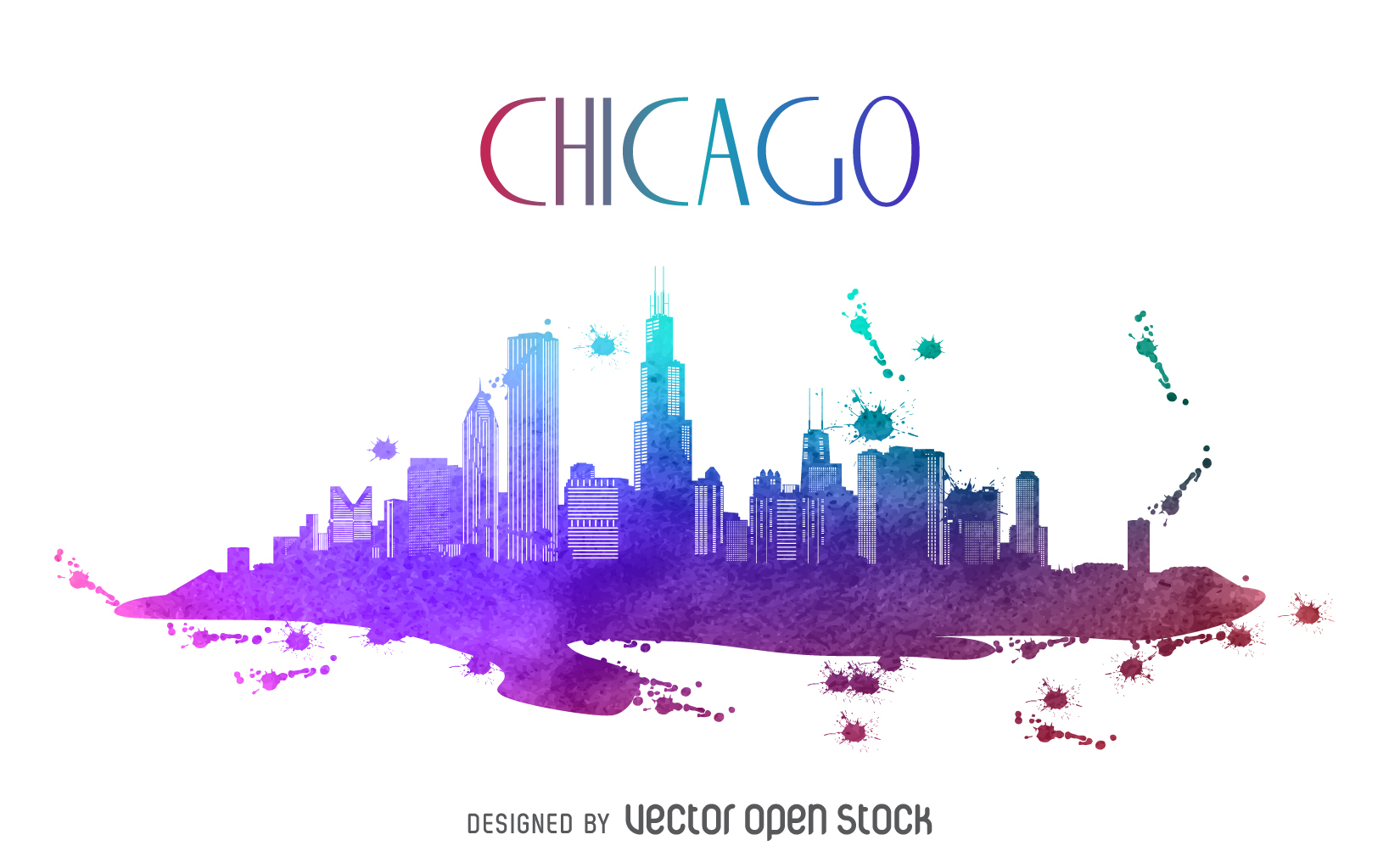 1650x1010 Chicago Watercolor Skyline Silhouette