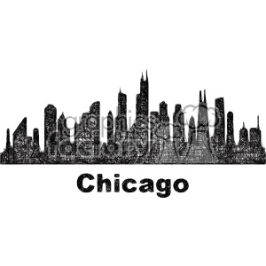 300x300 Royalty Free Black And White City Skyline Vector Clipart Usa