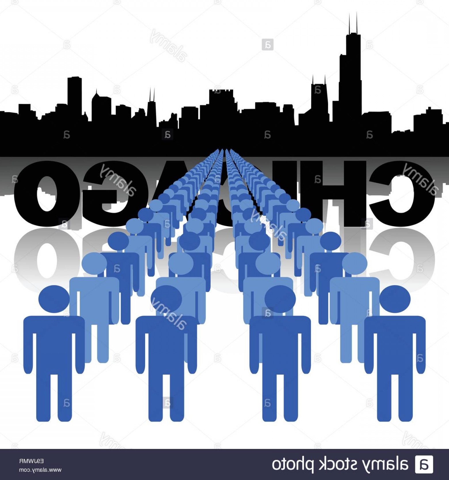 1560x1668 Stock Photo Lines Of People With Chicago Skyline Vector