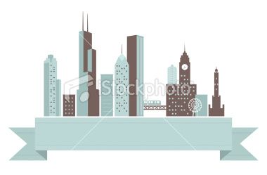 380x249 A Retro Styled Banner With The Chicago Skyline.