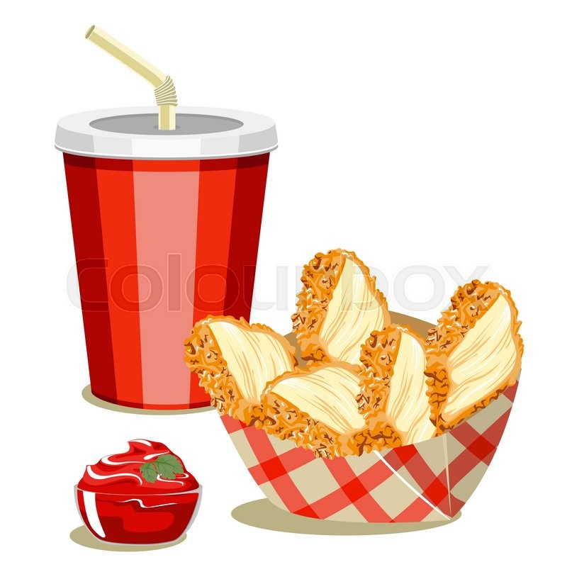 800x800 Set Of Fast Food Products. Chicken Breast And Cola. Stock Vector