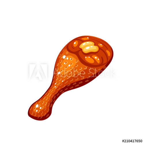 500x500 Fried Chicken Drumstick, Leg. Vector Illustration Cartoon Flat