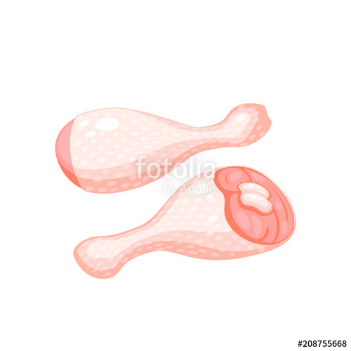 500x500 Raw Fresh Chicken Drumstick, Leg. Vector Illustration Cartoon Flat