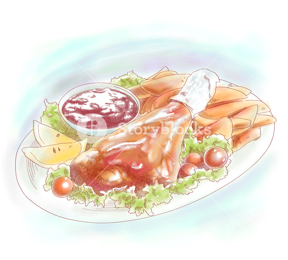 1000x903 Vector Hand Drawn Chicken Drumstick Royalty Free Stock Image