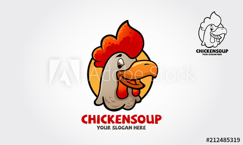 500x300 Chicken Head Logo Template. Vector Illustration