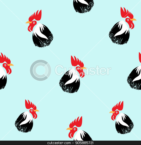 450x464 Rooster Head Seamless. Seamles Chicken Head Vector Illustration