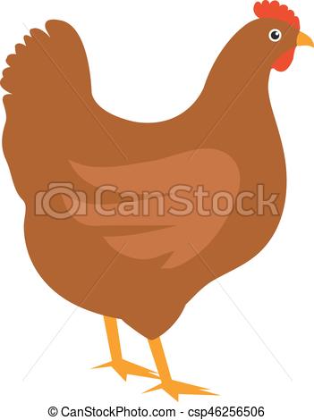 351x470 Chicken Icon, Flat Style. Isolated On White Background. Vector