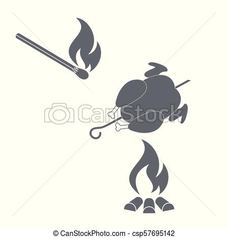 450x470 Grilled Chicken Icon. Vector Illustration.
