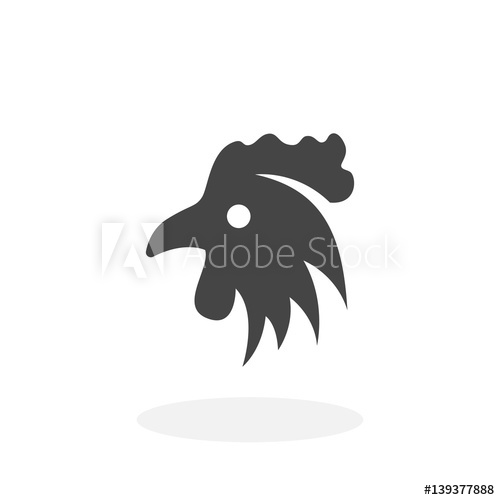 500x500 Chicken Icon. Vector Logo On White Background