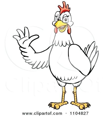 450x470 Cartoon Chickens Clip Art Happy White Chicken Waving Royalty Free