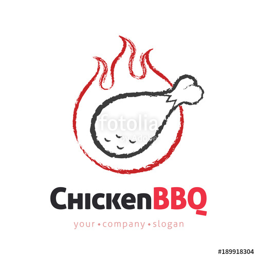 500x500 Fried Chicken Leg Vector Logo Design Template With Flames