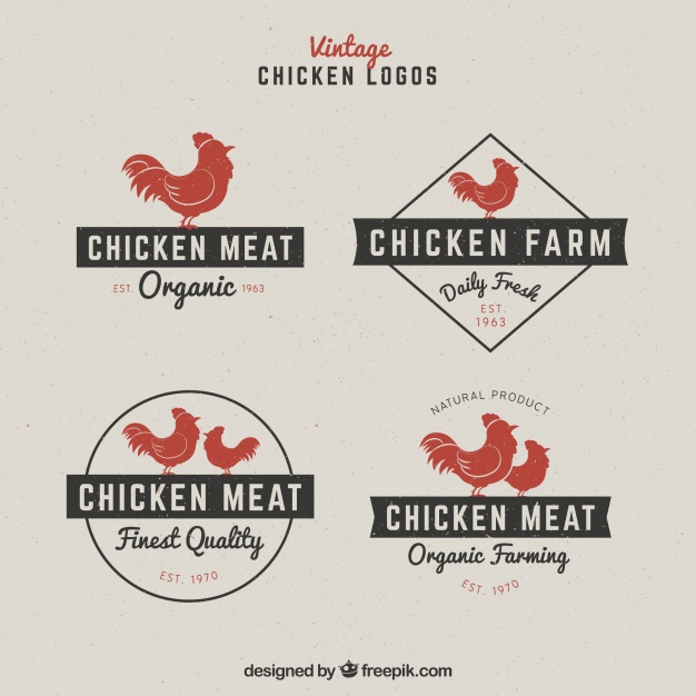 626x626 Vintage Chicken Logo Collection Vector Free Download