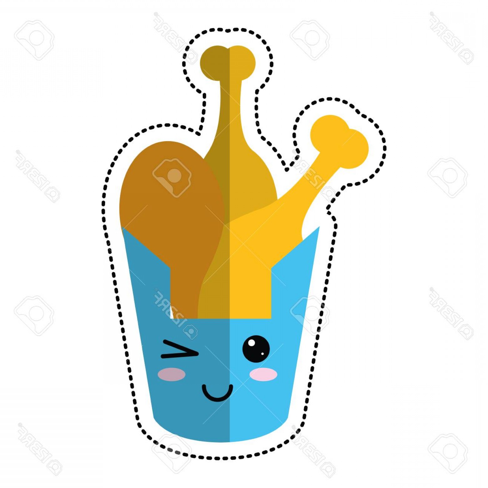 1560x1560 Photostock Vector Cartoon Bucket Fried Chicken Vector Illustration