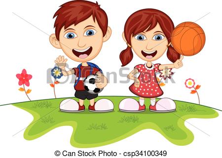 450x321 Children Playing In The Park Cartoon Vector Illustration.