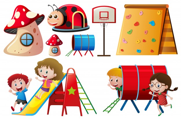 626x412 Children Playing With Slide And Tunnel Vector Free Download