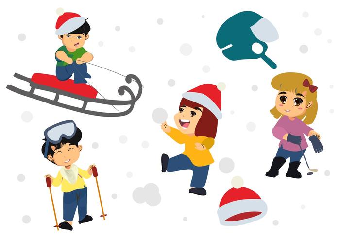 700x490 Free Happy Children Playing In Winter Season Vector