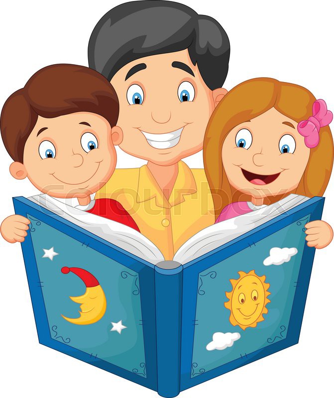671x800 Vector Illustration Of Cartoon Father Reading With His Children