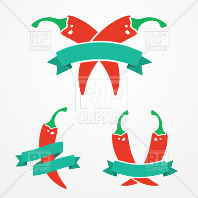 400x400 Emblems With Red Chili Peppers And Ribbons Vector Image Vector