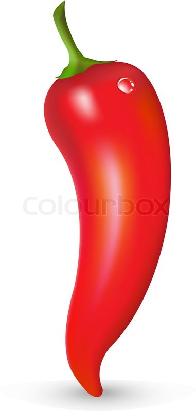 381x800 Red Hot Pepper With Drop, Vector Illustration Stock Vector