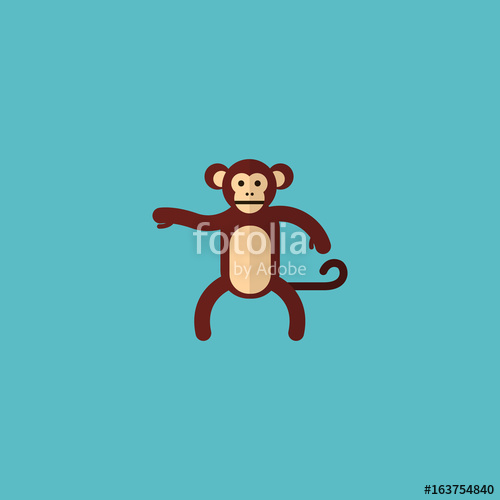 500x500 Flat Icon Monkey Element. Vector Illustration Of Flat Icon