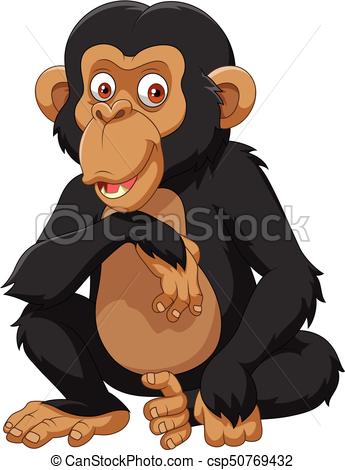 345x470 Vector Illustration Of Cartoon Chimpanzee Isolated On White