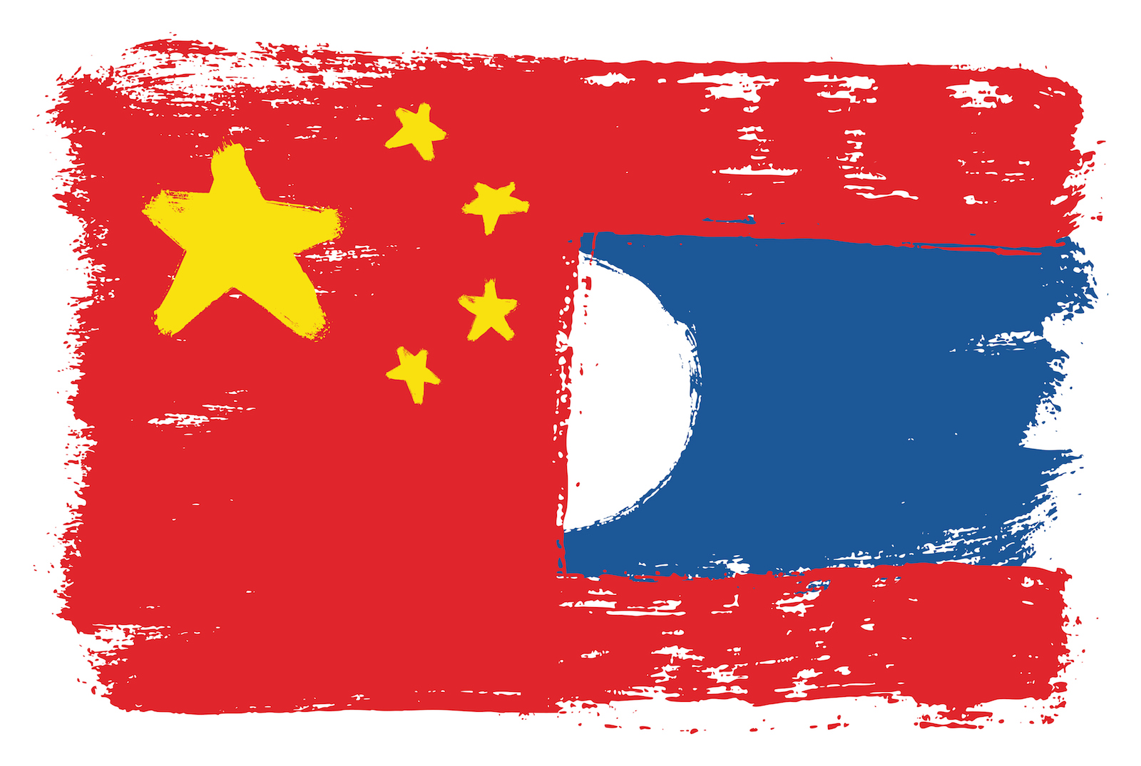 1600x1075 China Flag Amp Laos Flag Vector Hand Painted With Rounded Brush