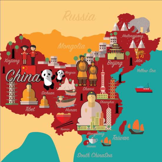 550x550 China Map With Infographic Vector 01 Free Download