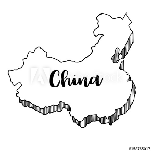 500x500 Hand Drawn Of China Map, Vector Illustration