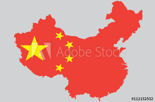 500x330 Vector Peoples Republic Of China Topographic Map. China Flag On