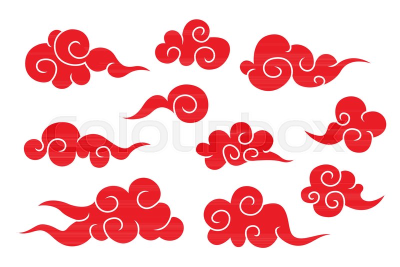 800x534 Illustration Of Collection Of Red Chinese Cloud Symbols Stock