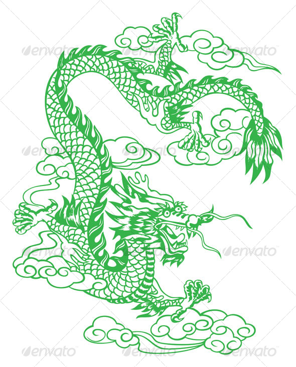 590x732 Drawn Chinese Dragon Vector