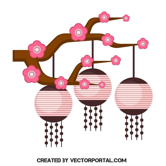 660x660 Chinese Lanterns Vector Image