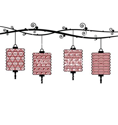 380x400 Chinese Border Chinese Lanterns Vector 33042