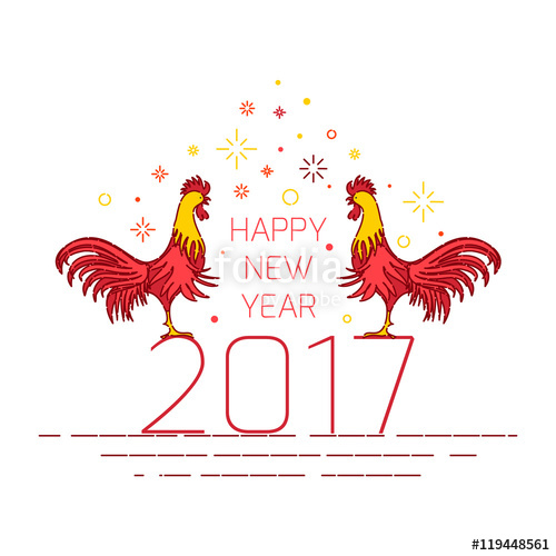 500x500 Chinese New Year 2017 Rooster Design Template On White Background