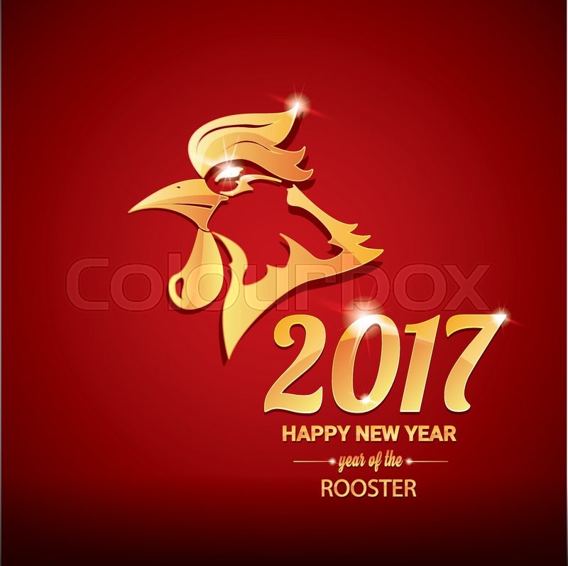 800x797 Happy Chinese New Year 2017 With Golden Rooster , Animal Symbol Of