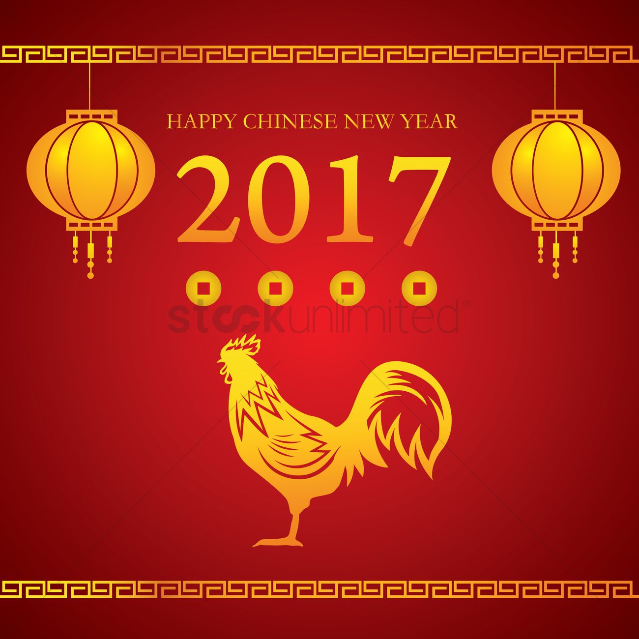 1300x1300 Happy Chinese New Year 2017 With Rooster Vector Image