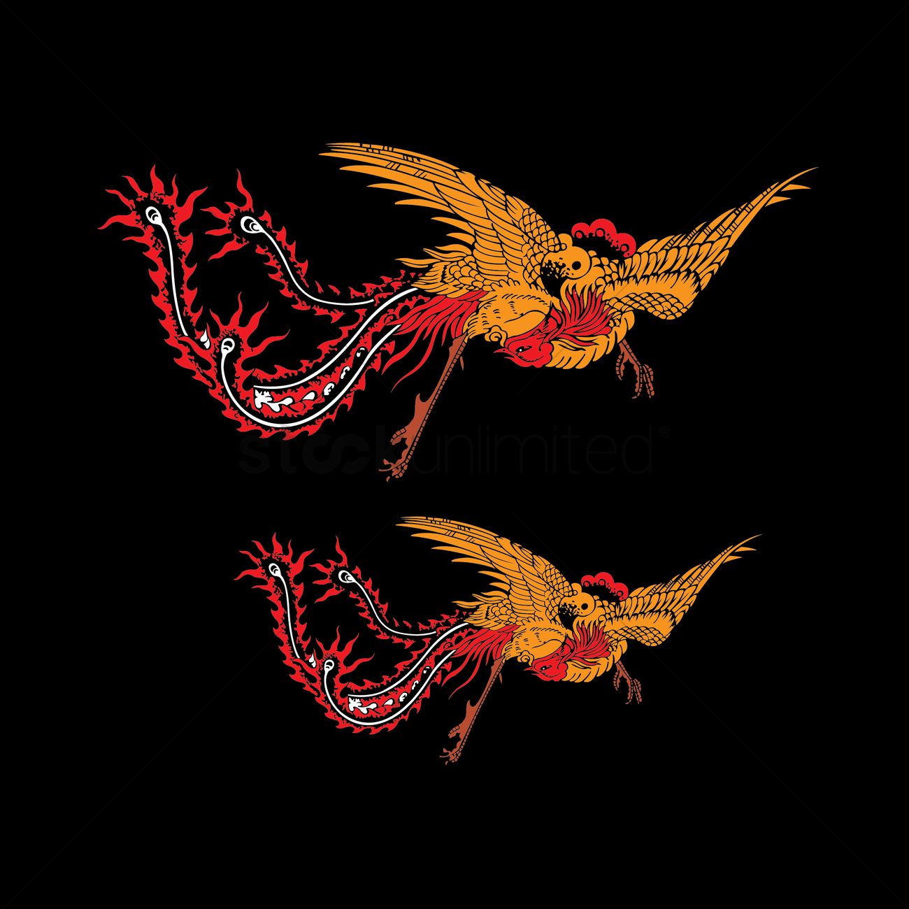 1300x1300 Chinese Phoenix Vector Image