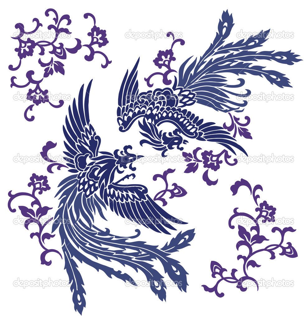 986x1023 Chinese Phoenix Line Drawing