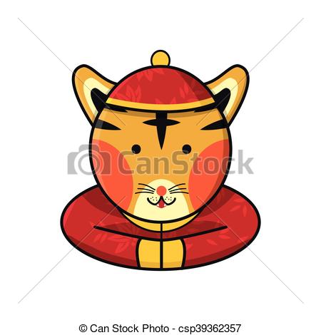 450x470 Tiger Chinese Happy New Year Vector Illustration.