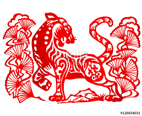500x409 Zodiac Sign For Year Of Tiger, The Chinese Traditional Paper Cut