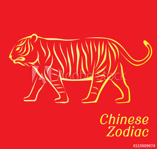 500x475 Chinese Zodiac Set Tiger Vector Illustration