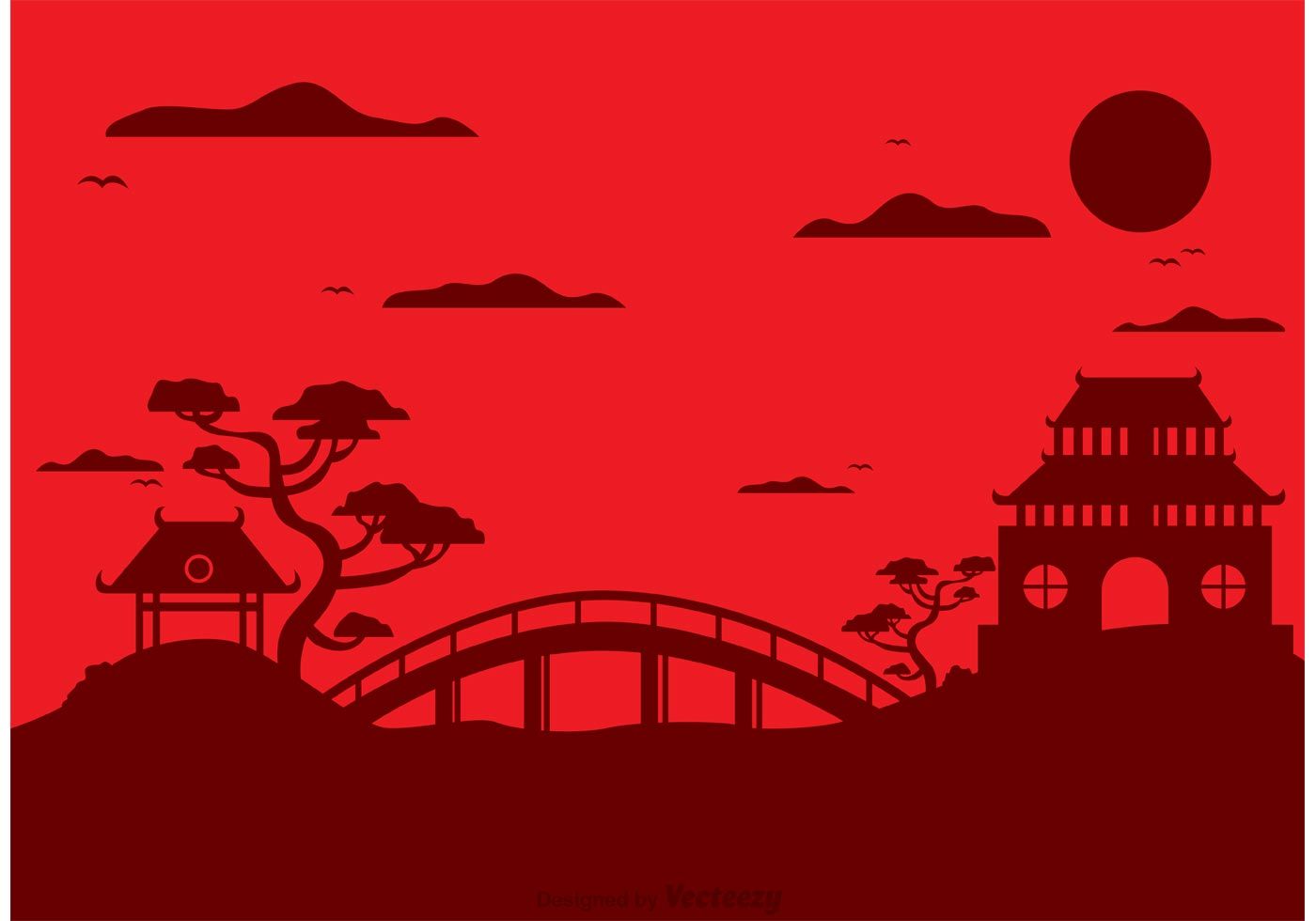 1400x980 Chinese Temple Landscape Vector Background My China