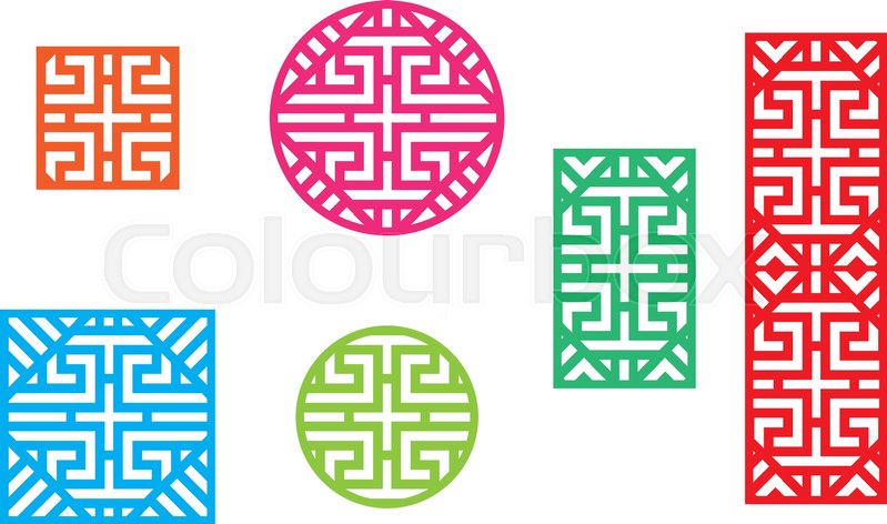 799x472 Chinese Pattern Frame For Window And Fence, Vector Stock Vector