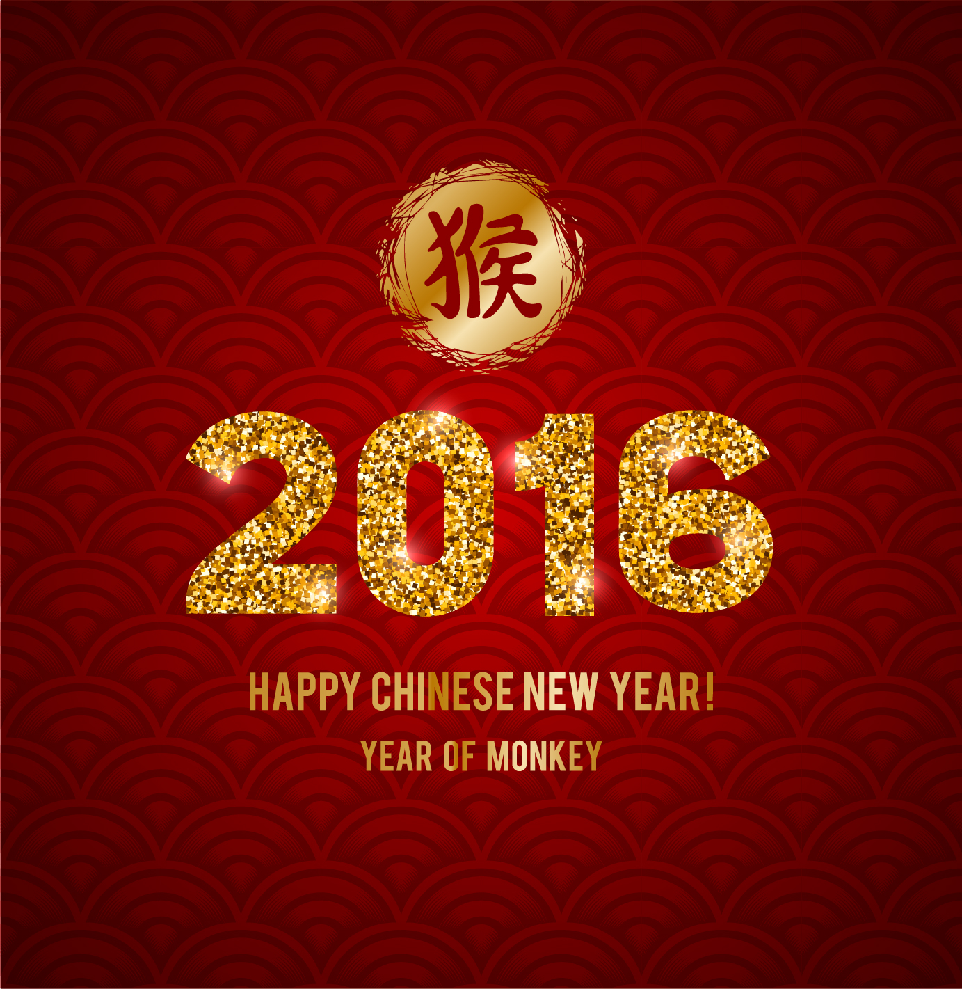 1383x1421 Golden China 2016 New Year With Red Background Vector Free Download