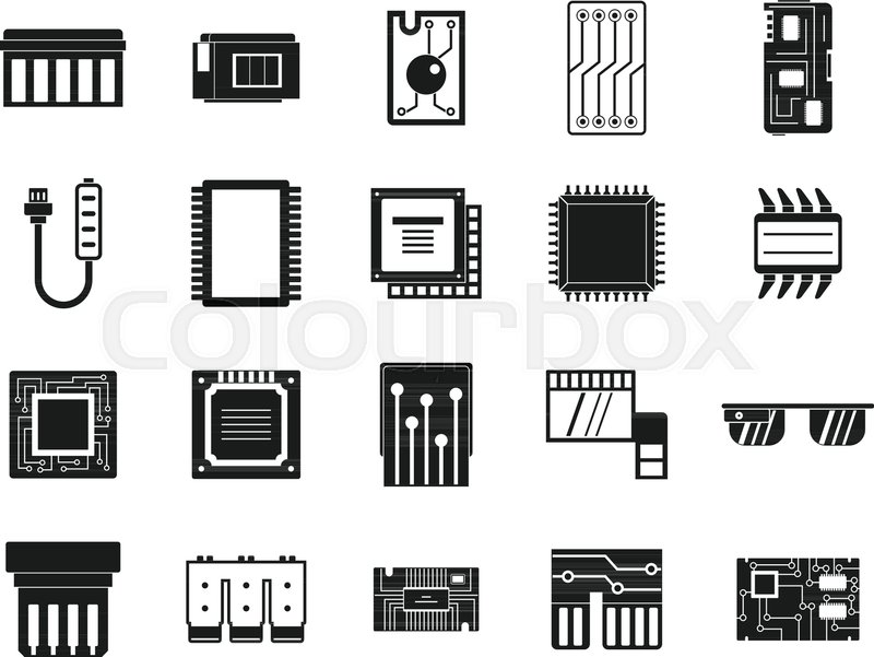 800x601 Chip Icon Set. Simple Set Of Chip Vector Icons For Web Design