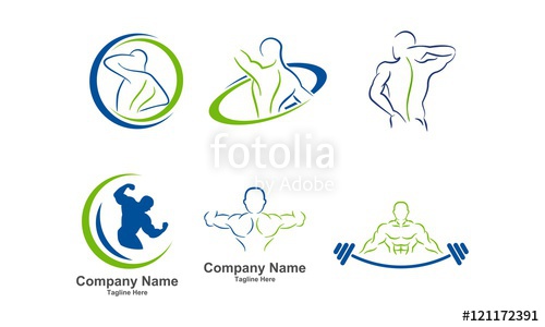 500x300 Physcal Fitness Set, Chiropractic Logo Icon Stock Image And