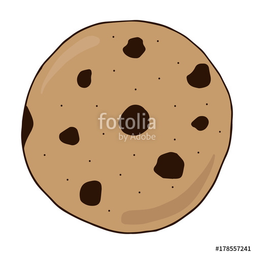 500x500 Chocolate Chip Cookie Vector Illustration Doodle Drawing. Sweet