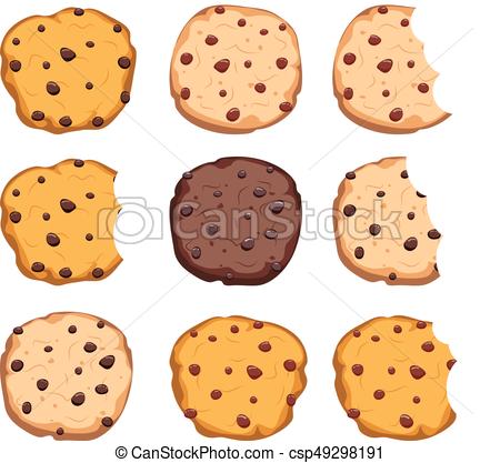 450x417 Vector Set Of Chocolate Chip Cookies Isolated On White Background