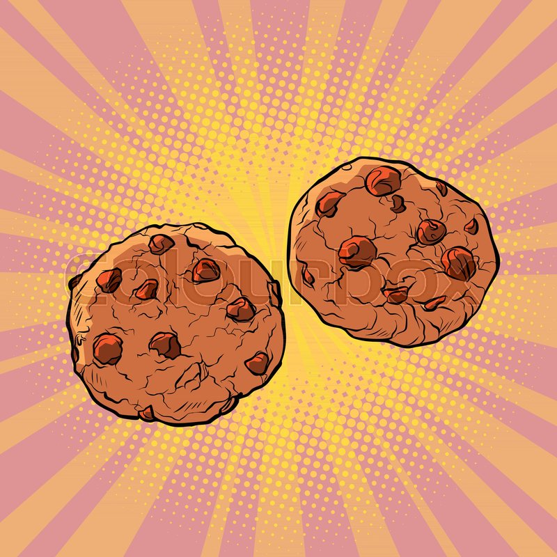800x800 Chocolate Chip Cookies. Comic Cartoon Pop Art Retro Vector