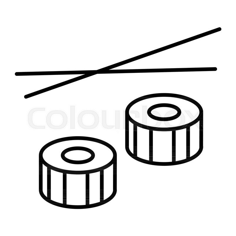 800x800 Sushi Thin Line Icon. Sushi With Chopsticks Vector Illustration